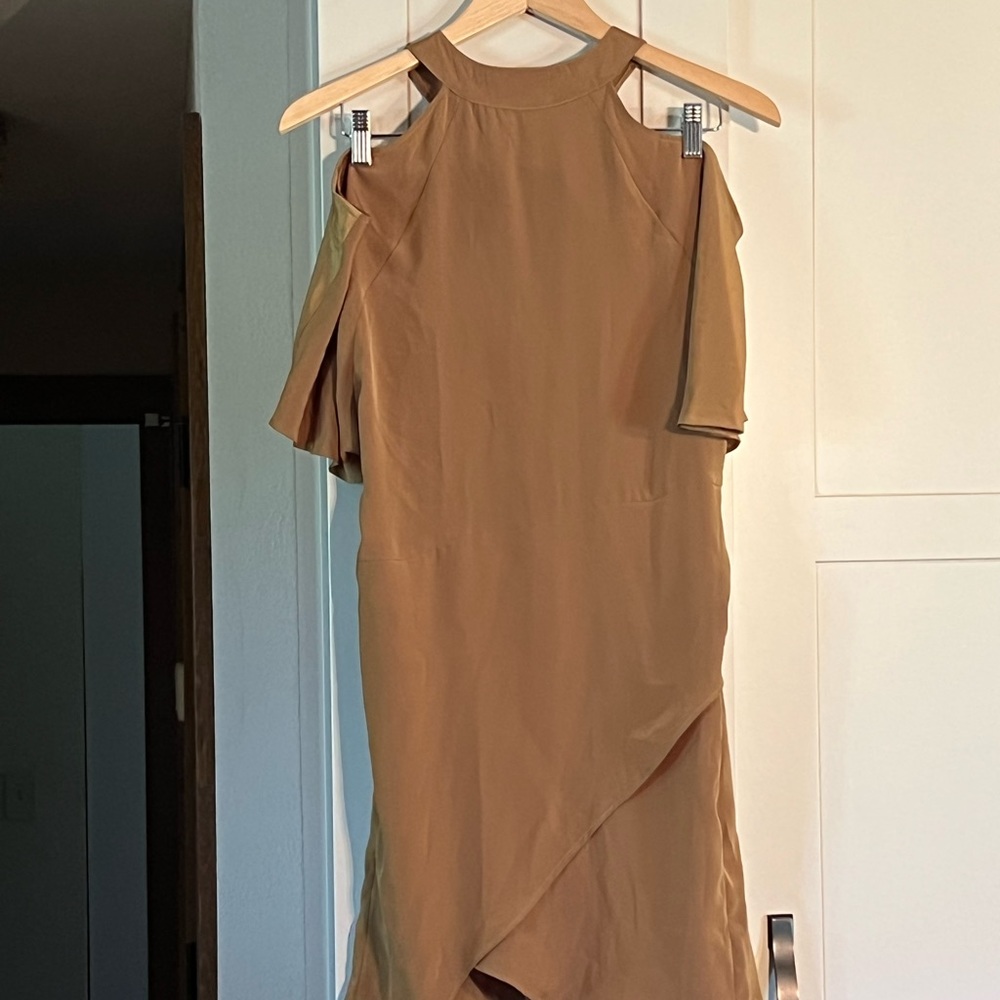 NWT ASOS twisted back gold dress, size 2
